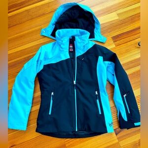 Karbon ski jacket aqua blue/black. Kids’ 14. With free matching pants.